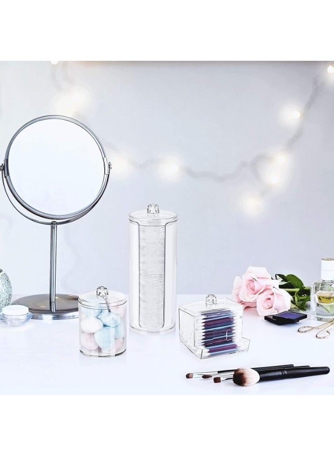 مجموعة منظم مكياج 3 قطع من الأكريليك الشفاف بغطاء – لتخزين وسادات القطن، أعواد التنظيف وأدوات التجميل، مثالية لتنظيم الحمام وطاولة الزينة بشكل أنيق وعملي - Image 3